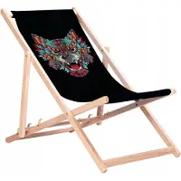 San-Drew Houten ligstoel met Etno Wolf print - KN37