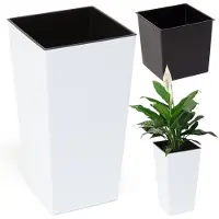 Lamela Finezja Pot 14x14x26cm Hoogglans Wit met Inzetstuk