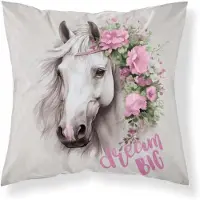 Detexpol Dekokussen 40x40 Paard in Bloemen - Zacht Microvezel