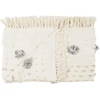 Intesi Tuffo DEKEN 125x150 cm Crème met Franjes en Pompons