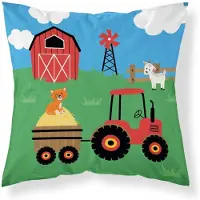 Mayamoo Maya Moo Kussenhoes Boerderij 40x40 cm Blauw - Kinderkamer