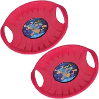 KOTARBAU 2 stuks Glijschotel, Sneeuwschijf, Kunststof, 60 cm, Roze, Sneeuw Slee, met Handgrepen, voor Kinderen en Volwassenen, Schotel Slee Plastic, Bobsleeën, Sneeuwglijder, Duurzaam
