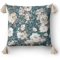 Home Collection Decoratieve Kussenhoes 45x45cm - Mintgroen Beige Bloem