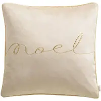 Room99 Decoratieve Kerstkussen Noel Beige 45x45 cm met Gouden Rand
