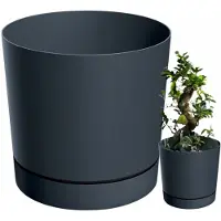Prosperplast TUBO P antraciet bloempot 35cm met standaard - Stijlvol en duurzaam