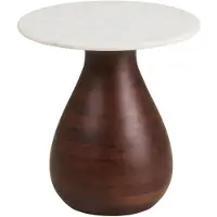 Ebuy24 Bijzettafel Heide - Rond Donkerbruin/Wit Hout - Ø40x41cm