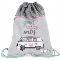 Paso BeUniq Gymtas Premium Meisjes Grijs Bus Hippie - 47x35cm