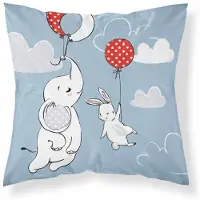 Mayamoo Katoenen Kussensloop 40x40cm Olifant & Konijn - Dubbelzijdig