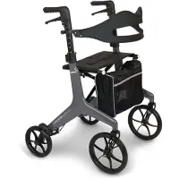 Drive Medical Drive AeroWalk Rollator - Carbon lichtgewicht 4,6 kg - Grijs - Inclusief rugsteun, stokhouder en tas aan de voorkant
