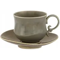 Marco polo Elegante Porseleinen Kop in Schotel 220ml Boho Grijs Retro