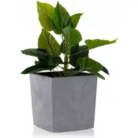 HowHomely Moderne Betonlook Plantenbak met Inzet - Grijs 25x25x25,6 cm