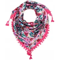 Szaleo Weidefranjesjaal - Roze | Bloemenprint, Franjes