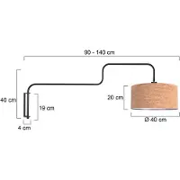 Steinhauer Zwarte wandlamp Bloeba met kurk kap Ø40cm