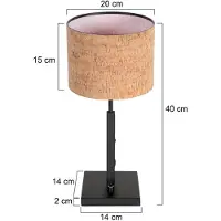 Steinhauer Zwarte tafellamp Stang met kurk kapje Ø20cm