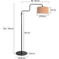 Steinhauer Zwarte vloerlamp Bloeba met kurk kap Ø40cm