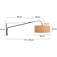 Steinhauer Zwarte wandlamp Elegant Classy met kurk kap Ø50cm
