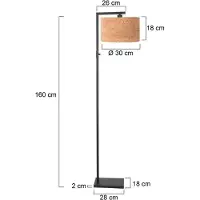 Steinhauer Zwarte vloerlamp Stang met kurk kap Ø30cm