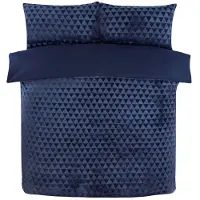So Soft Velvet dekbedovertrek Diamond Teddy - navy - 2-persoons (200x200 + 2st. 50x75 cm)