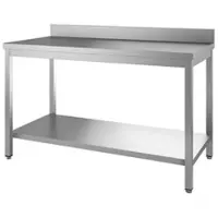Gastro-Inox RVS werktafel met achteropstand en onderblad, 700(l)x600(d)x850(h)mm