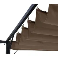 Mendler Pergola HWC-C42, tuinpaviljoen, stabiele constructie van 6 cm + schuifdak, afmetingen ongeveer 3,5 x 3,5 meter, kleur: taupe-bruin