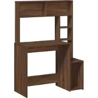 Syfax Bureau met schappen 100x45x140 cm bewerkt hout bruineikenkleur