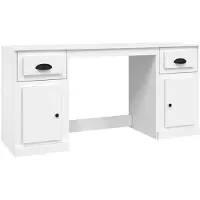 Syfax Bureau met kast bewerkt hout wit