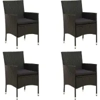 Syfax Tuinstoelen 4 st met kussens poly rattan zwart