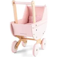 Woet Houten Poppenwagen - Inclusief Dekbedje - Roze Speelgoed Kinderwagen - Duwhoogte 50cm - Rollenspel Poppenaccessoire - Vanaf 3 Jaar