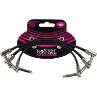 Ernie Ball Flat Ribbon - Patchkabel - Haaks naar Haaks - 15cm - Zwart - Metalen Behuizing - Pedalboard - 3-Pack