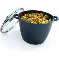 Relaxdays soepketel met glazen deksel, antiaanbaklaag, XXL kookpan voor inductie, 10 liter, diepe pan, 28 cm, aluminium gietijzer, zwart