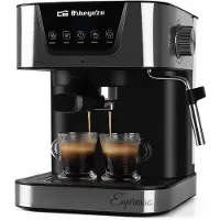 Orbegozo EX 6000, espressomachine, 1,5 liter, geschikt voor koffiekapsules en gemalen koffie, 1052 W, zwart, roestvrij staal