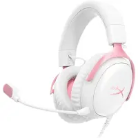HyperX Cloud III Casque Gamer Filaire - Blanc/Rose (PC, PS5, Xbox Series X/S)