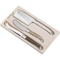 Lou Laguiole 3 delige kaasset mixed bruin/parelmoer en taupe