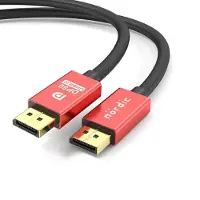 NÖRDIC DP-616 Displayport 2.1 Kabel - VESA-gecertificeerd - UHBR20 - 80Gbps - 16K60Hz - 4K240Hz - HDR - HDCP2.2 - 1,5m - Zwart/Rood