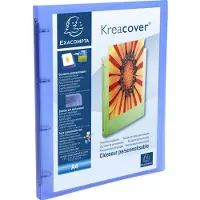 Exacompta Classeur 4 anneaux 15mm polypropylène chromaline 5/10e Krea Cover - A4 Bleu transparent
