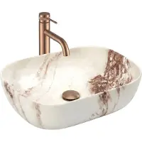 REA Belinda Marrone Matt Sanitair Keramiek Rechthoek - Wastafel - Imitatiesteen - 46,5 X 33 X 13,5 Cm
