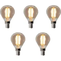 LUEDD Set van 5 E14 dimbare LED lampen P45 smoke 5W 470 lm 2200K