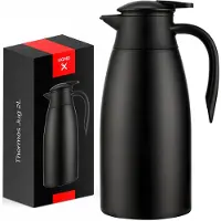 HGMD Thermoskan - 2 Liter - Isoleerkan - Zwart - Koffie - Thee - Voor warme en koude dranken