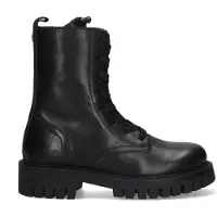 Vingino Muraina Messina leren veterboots zwart Meisjes Leer Effen - maat 29