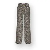 Vingino Extra Wide Leg Jeans Cassie Leopard Meisje Grijs 140