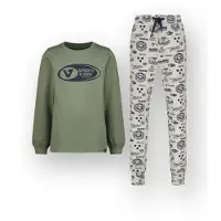 Vingino pyjama met all over print olijfgroen Jongens Stretchkatoen Ronde hals - maat 110/116