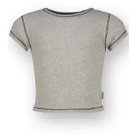 Vingino T-shirt Basic-Crop Rib Tee Meisje Grijs 116