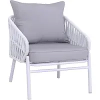 Mendler Aluminium tuinstoel -P90, loungestoel fauteuil outdoor, touwvlechtwerk Rope stof/textiel (180 g/m²) ~ lichtgrijs