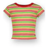 Vingino gestreepte T-shirt rood Meisjes Stretchkatoen Ronde hals Streep - maat 128