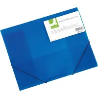 Q-CONNECT elastomap, A4, 3 kleppen en elastieken, transparant PP, blauw 24 stuks