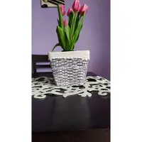 Polnix Grijze keramische vierkante pot - 19x17 cm