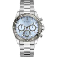 GUESS Analoog horloge 'ARTHUR' lichtblauw / zilver