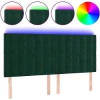 vidaXL Hoofdbord LED 200x5x118/128 cm fluweel donkergroen