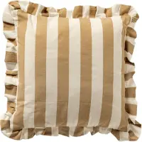 Dutch decor BELLA - kussenhoes 45x45 cm - gestreept - ruches - Irish Cream - beige - met rits - zonder binnenkussen