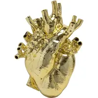 Seletti Love in Bloom vaas, goudkleurig, hartvormig, porselein, messing / goud, Keramiek, Design